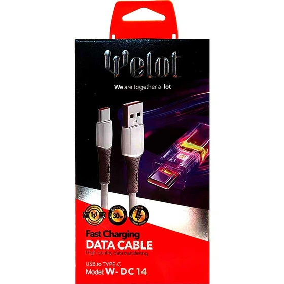 کابل شارژ TYPE-C ولوت WELOT W-DC14 30W